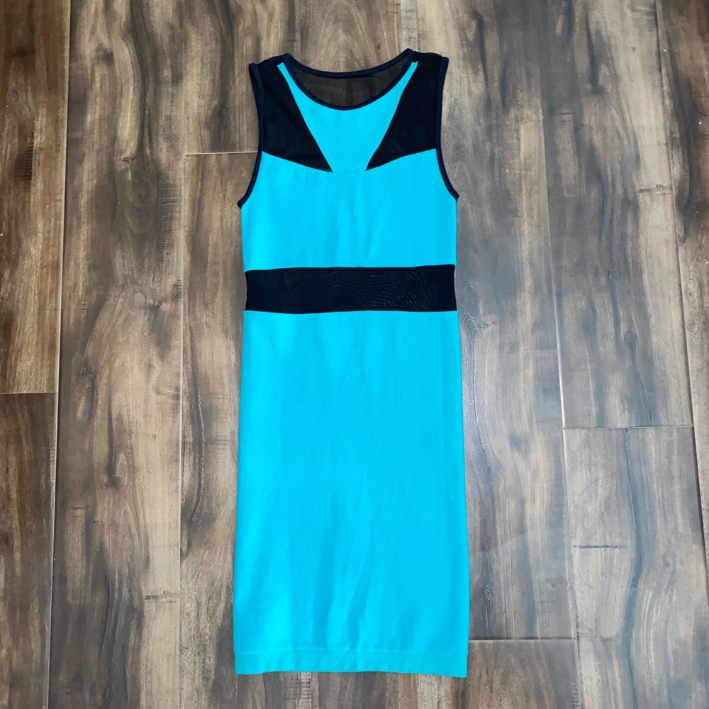Bebe blue & black bandage mini dress size small